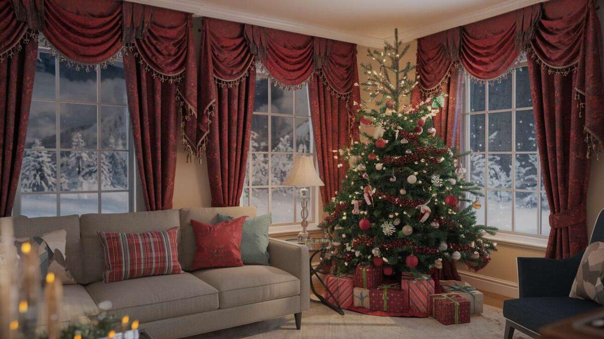 Couleurs tendances pour décorer Noël 2024 : article sur le rideau montagne rouge
