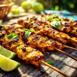 brochettes de poulet au citron vert et basilic