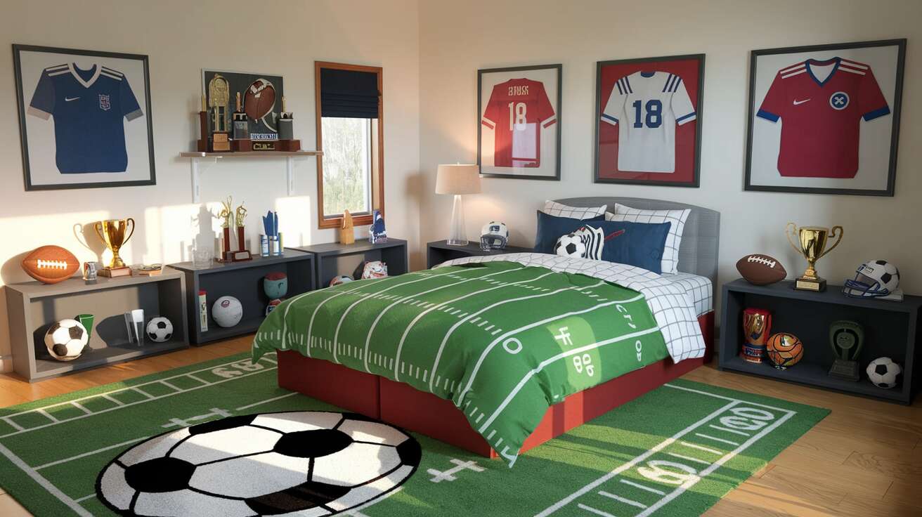 Décoration de chambre enfant sur le thème du foot