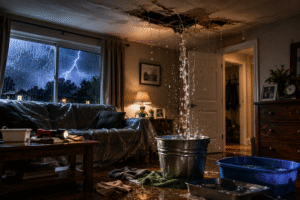 inondation nocturne sous l’orage